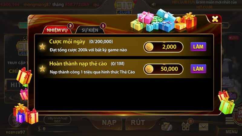 Hướng dẫn nhận khuyến mãi từ cổng game HIT CLUB